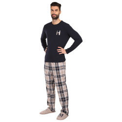 Pijamale pentru bărbați Tommy Hilfiger cu papuci multicolore în cutie cadou (UM0UM02989 0S1)