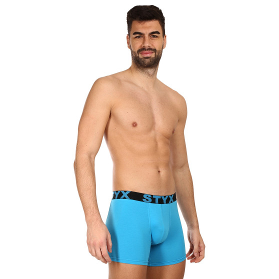 3PACK boxeri pentru bărbați Styx pantaloni scurți lungi sport elastic albastru deschis albastru deschis (3U1169)
