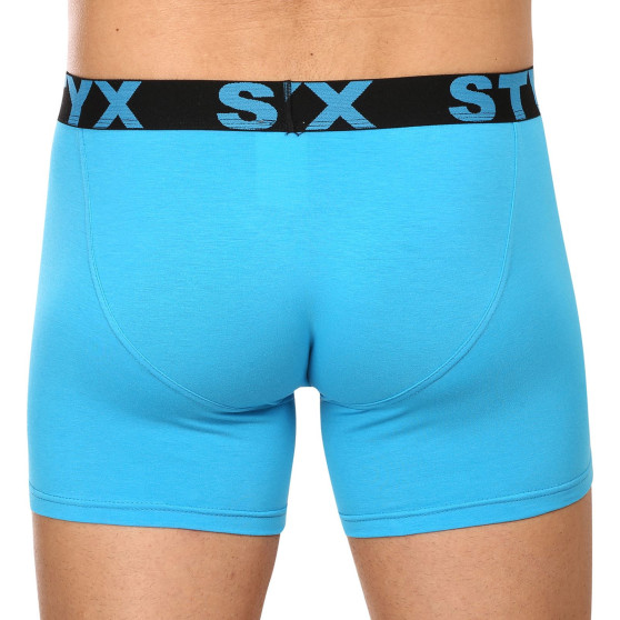 3PACK boxeri pentru bărbați Styx pantaloni scurți lungi sport elastic albastru deschis albastru deschis (3U1169)
