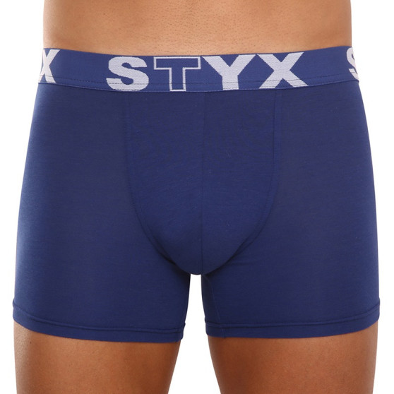 3PACK boxeri pentru bărbați Styx pantaloni scurți de boxer lungi sport elastic albastru închis (3U968)