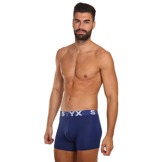 3PACK boxeri pentru bărbați Styx pantaloni scurți de boxer lungi sport elastic albastru închis (3U968)