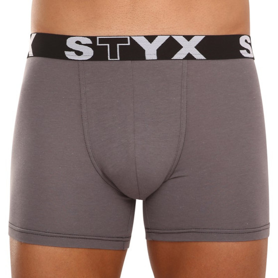 3PACK boxeri pentru bărbați Styx pantaloni scurți de boxer lungi sport elastic gri închis (3U1063)