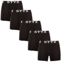 5PACK boxeri bărbați Styx long elastic sport negru (5U960)