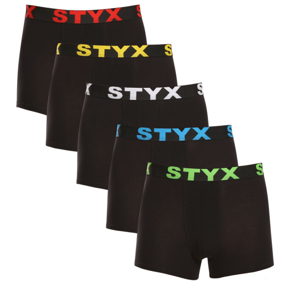 5PACK boxeri bărbați Styx elastic sport negru (5G9601)