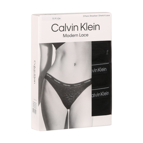 3PACK chiloți damă brazilieni Calvin Klein negri (QD5225E-UB1)