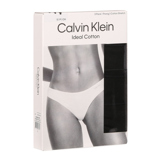 3PACK tanga damă Calvin Klein negri (QD5217E-UB1)