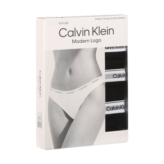 3PACK tanga damă Calvin Klein negri (QD5209E-UB1)