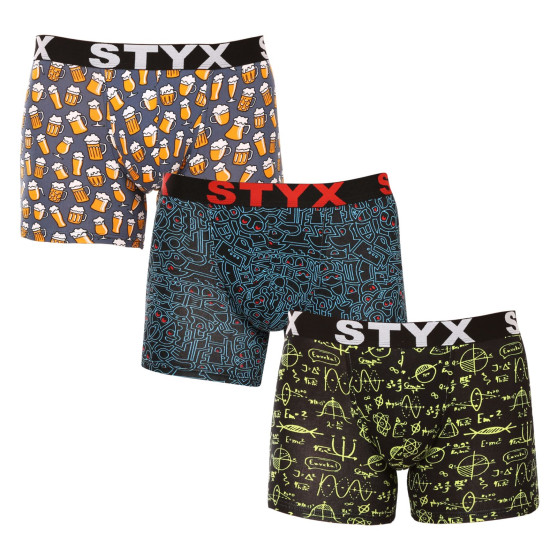 3PACK boxeri bărbați Styx long art elastic sport multicolori (3U12672/2)