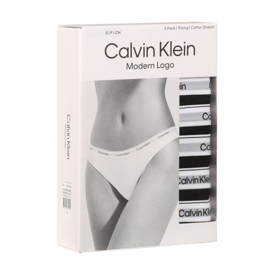 5PACK tanga damă Calvin Klein negri (QD5221E-UB1)