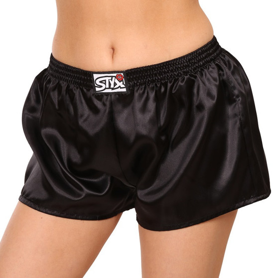 3PACK pantaloni scurți pentru femei Styx clasic elastic satin negru (3L0960)