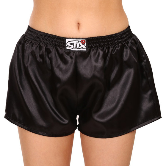 3PACK pantaloni scurți pentru femei Styx clasic elastic satin negru (3L0960)