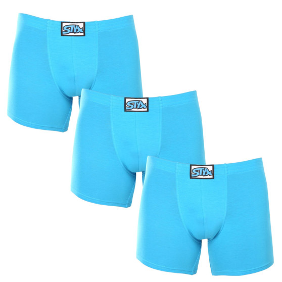 3PACK boxeri pentru bărbați Styx lung clasic de cauciuc albastru deschis albastru deschis (3F1169)