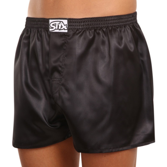3PACK pantaloni scurți pentru bărbați Styx classic elastic satin negru (3C0960)
