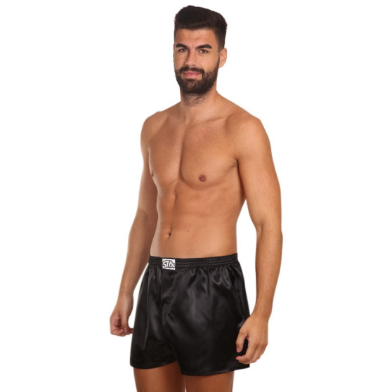 3PACK pantaloni scurți pentru bărbați Styx classic elastic satin negru (3C0960)