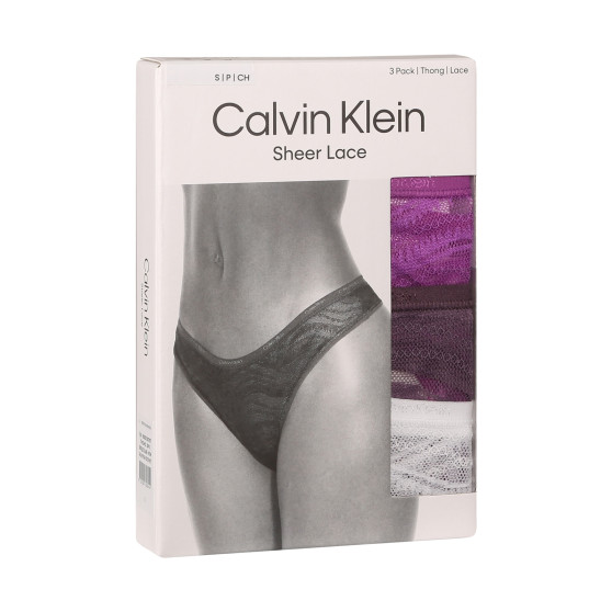 3PACK tanga damă Calvin Klein multicolor (QD5216E-NOW)