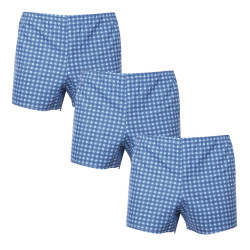 3PACK Pantaloni scurți clasici pentru bărbați Foltýn cu carouri albastre (3xK54)