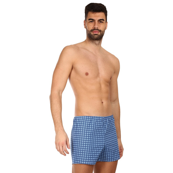 3PACK Pantaloni scurți clasici pentru bărbați Foltýn cu carouri albastre (3xK54)