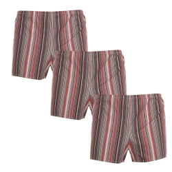 3PACK Pantaloni scurți clasici pentru bărbați Foltýn dungi roșii oversize (3xKN76)