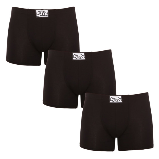 3PACK boxeri pentru bărbați Styx lung clasic elastic negru (F9606060)
