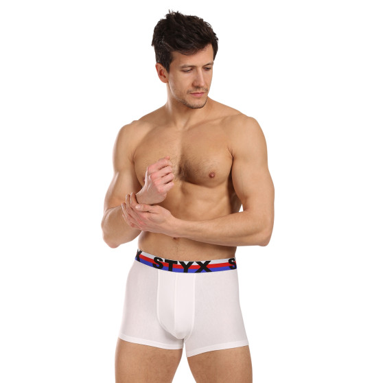 3PACK boxeri pentru bărbați Styx sport elastic alb tricolor alb tricolor (3G2061)