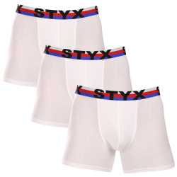 3PACK bărbați boxeri Styx pantaloni scurți lungi sport elastic alb tricolor sport lung (3U2061)
