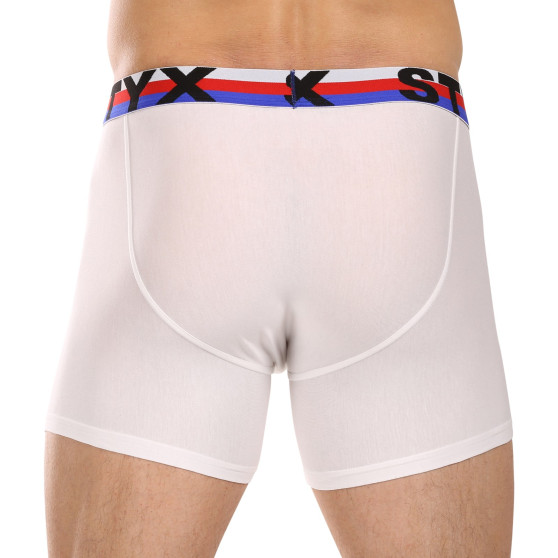 Bărbați boxeri Styx pantaloni scurți lungi sport elastic alb tricolor alb tricolor (U2061)