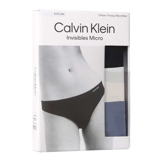 3PACK tanga pentru femei Calvin Klein fără cusur multicolor (QD3558E-NP0)