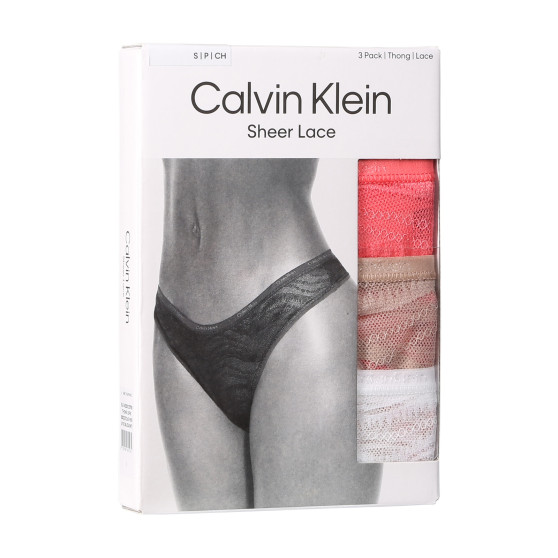 3PACK tanga damă Calvin Klein multicolor (QD5216E-NOX)