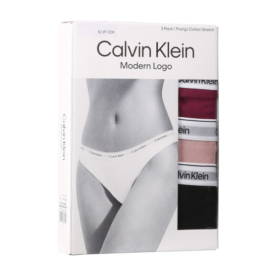 3PACK tanga damă Calvin Klein multicolor (QD5209E-NP6)