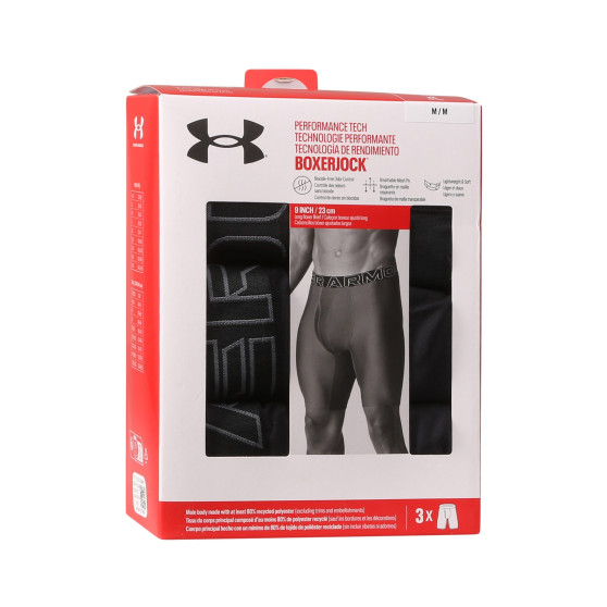 3PACK boxeri bărbați Under Armour negri (1383880 001)