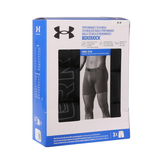 3PACK boxeri bărbați Under Armour negri (1383884 001)