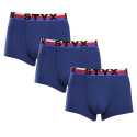 3PACK Styx bărbați boxer pantaloni scurți sport elastic albastru închis tricolor (3G1968)