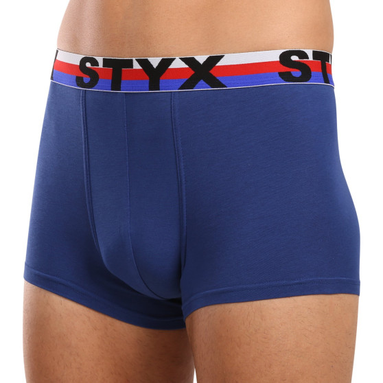 3PACK Styx bărbați boxer pantaloni scurți sport elastic albastru închis tricolor (3G1968)