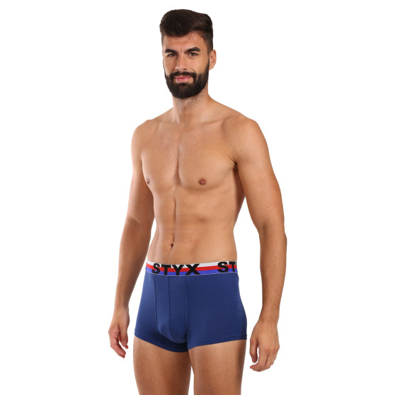 3PACK Styx bărbați boxer pantaloni scurți sport elastic albastru închis tricolor (3G1968)