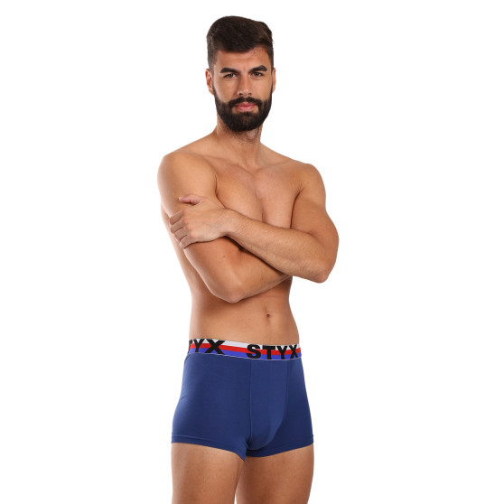 3PACK Styx bărbați boxer pantaloni scurți sport elastic albastru închis tricolor (3G1968)