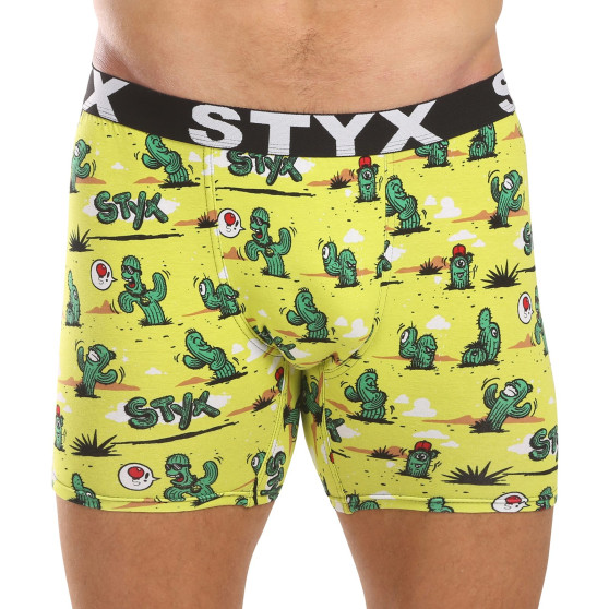 Styx Bărbați boxer pantaloni scurți lungi artă sport cauciuc cactus (UN1351)