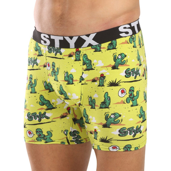 Styx Bărbați boxer pantaloni scurți lungi artă sport cauciuc cactus (UN1351)