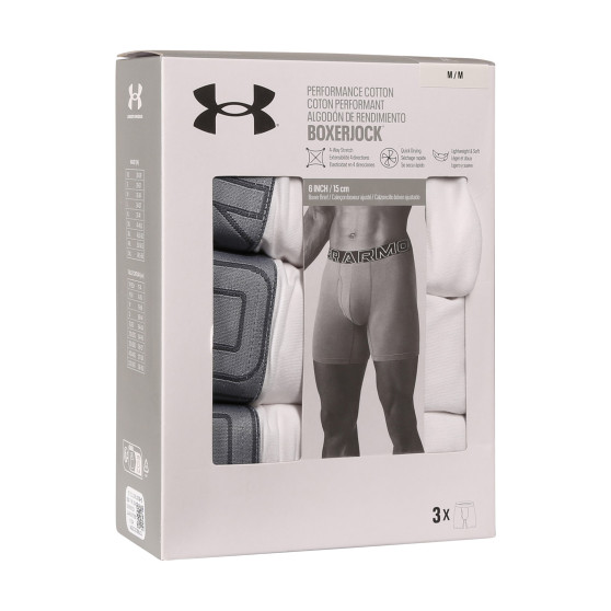 3PACK boxeri bărbați Under Armour albi (1383889 100)