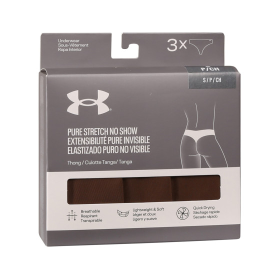 3PACK tanga damă Under Armour maro (1383893 625)